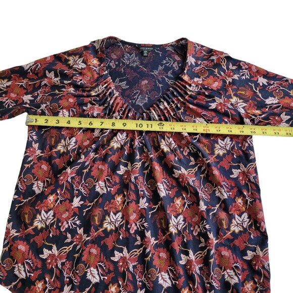 Lucky Brand Women's Shirt Floral Print Gathered Front Blouse Top Size Medium - Picture 4 of 6